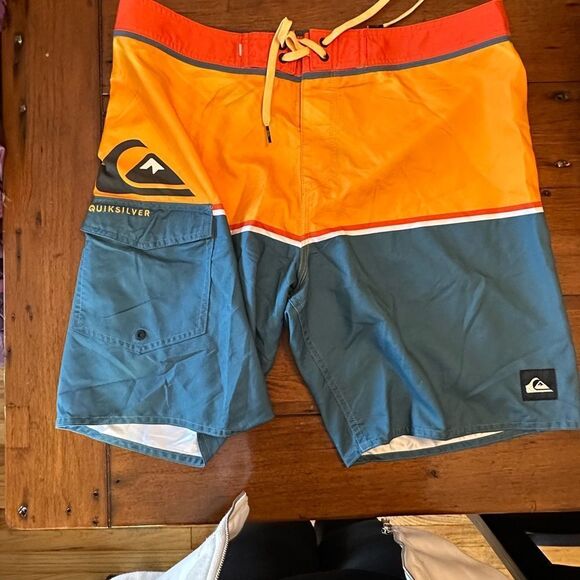 Quiksilver Orange and Blue Board Shorts Vibrant Swimwear - Picture 1 of 3